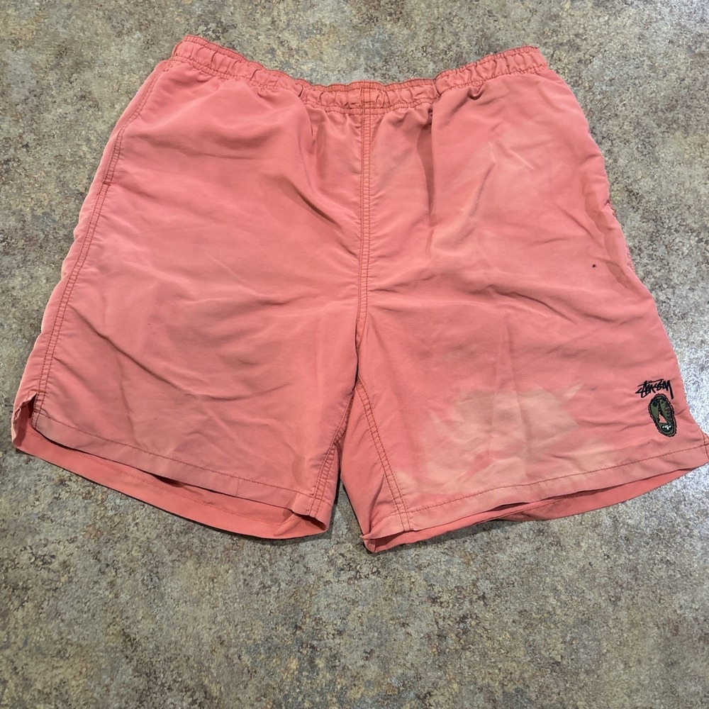 Y2k Vintage Stussy Boardshorts Size Xl Salmon Faded Surf Swim Trunks